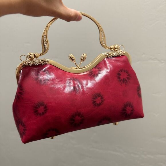 Multi Use Handmade Distressed Leather Purse, Vintage Style Kisslock Handbag - Picture 8 of 15